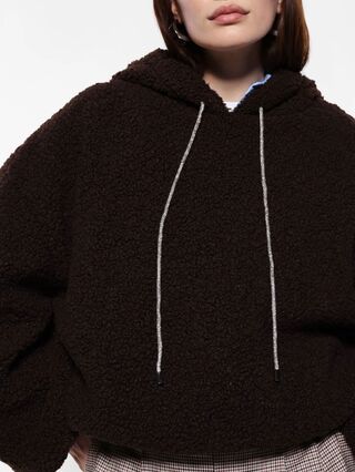 Hooded bouclé sweatshirt with long sleeves