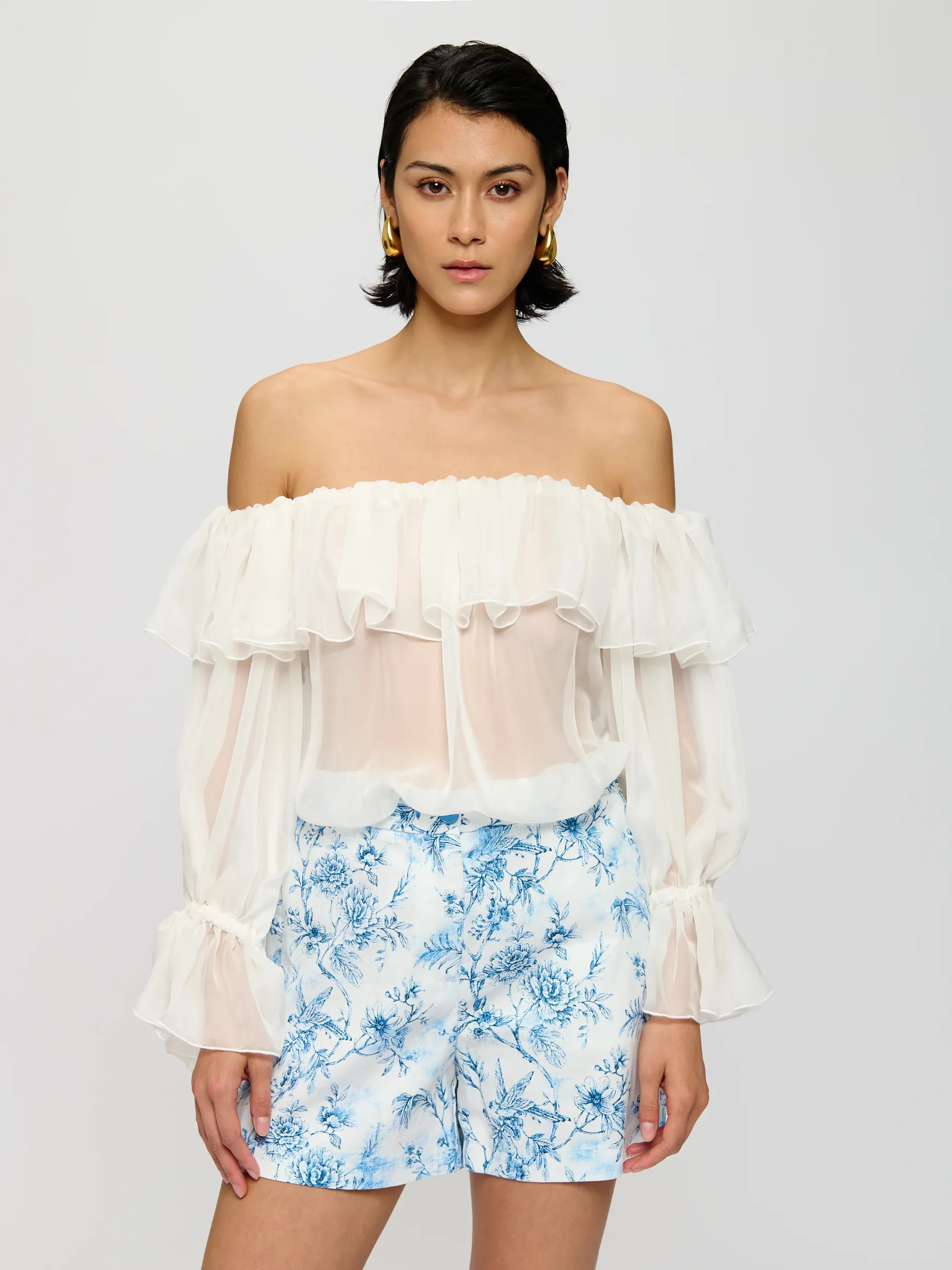 OFF-SHOULDER SHEER TOP