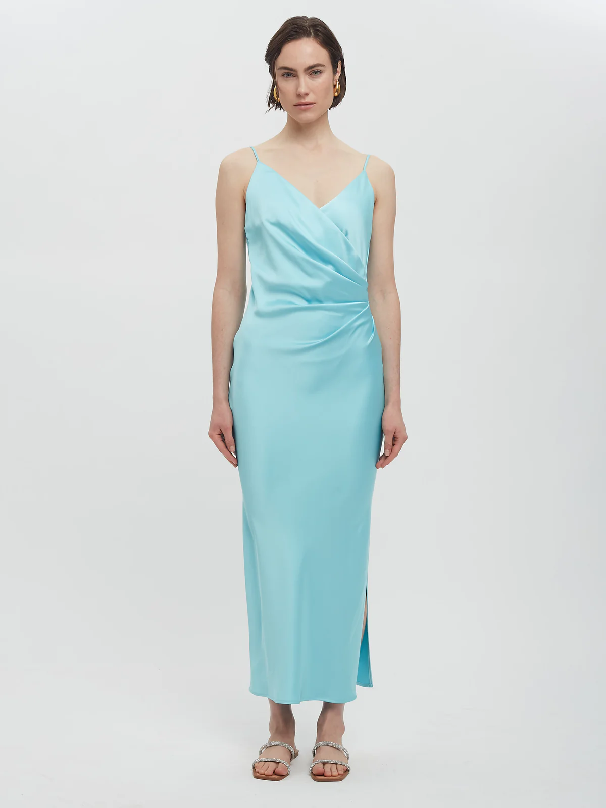 Satin Side Pleat Dress