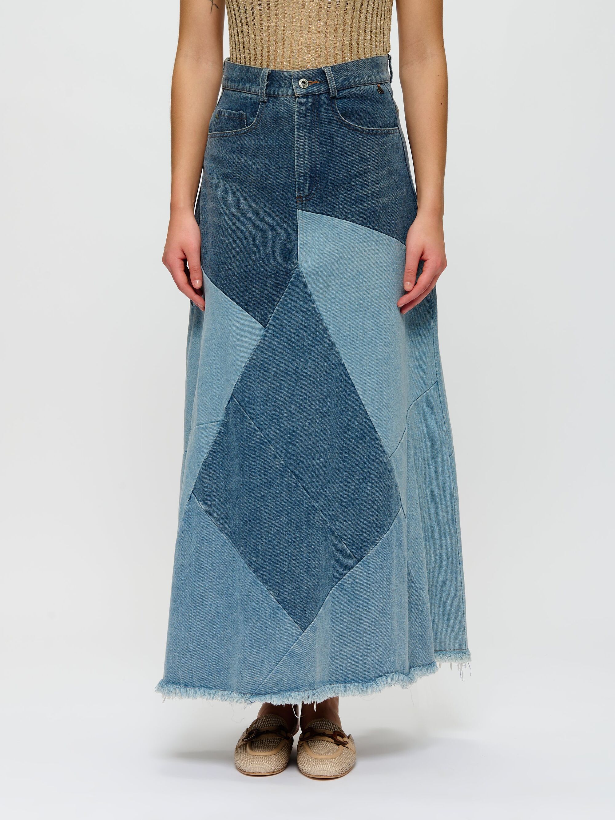 Patchwork Denim Skirt