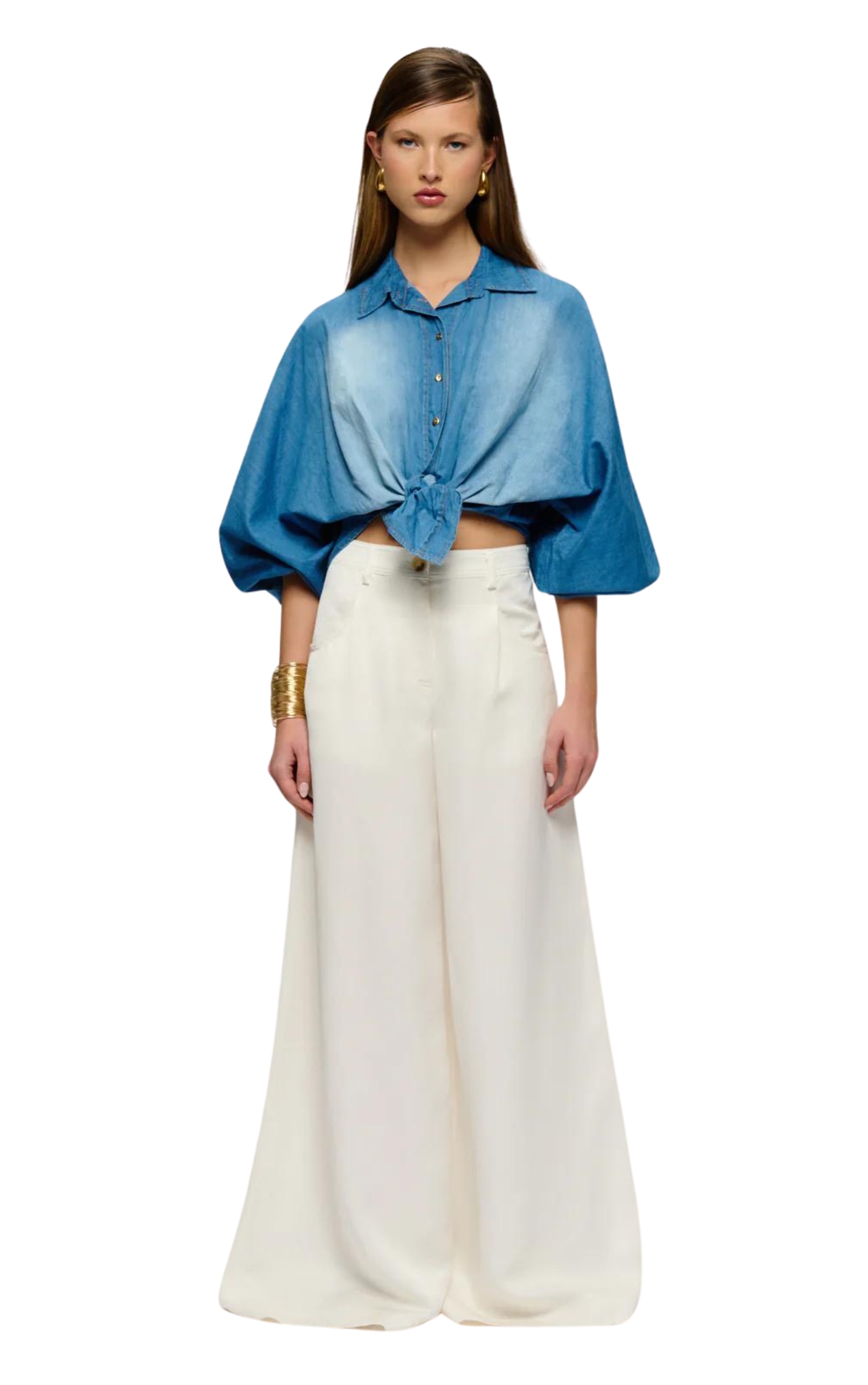 Textured Satin Palazzo Pants