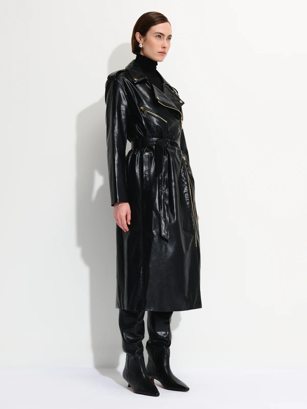 Vegan Leather Belted Trench