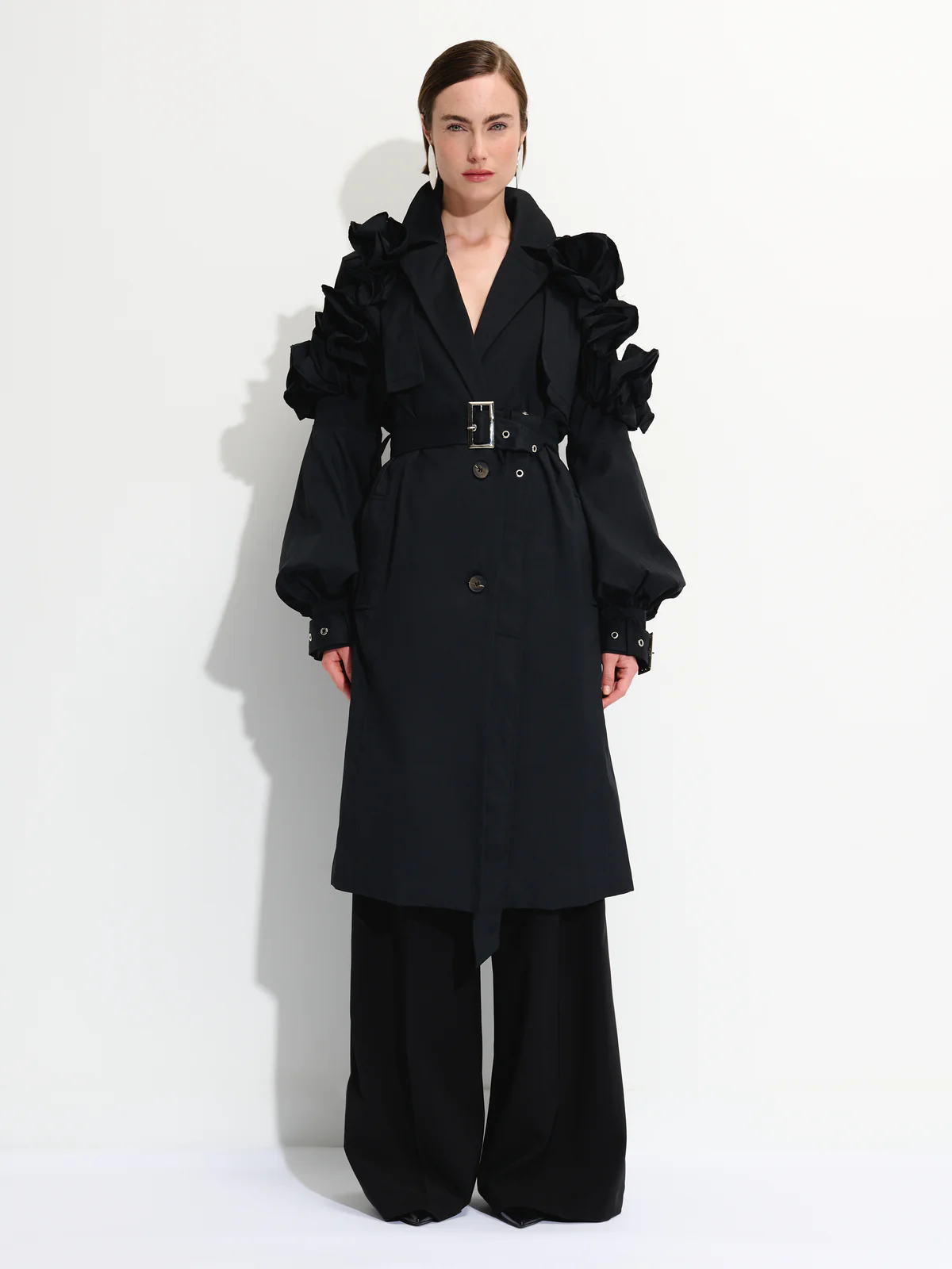   Ruffled Detail Storm Flap Trench