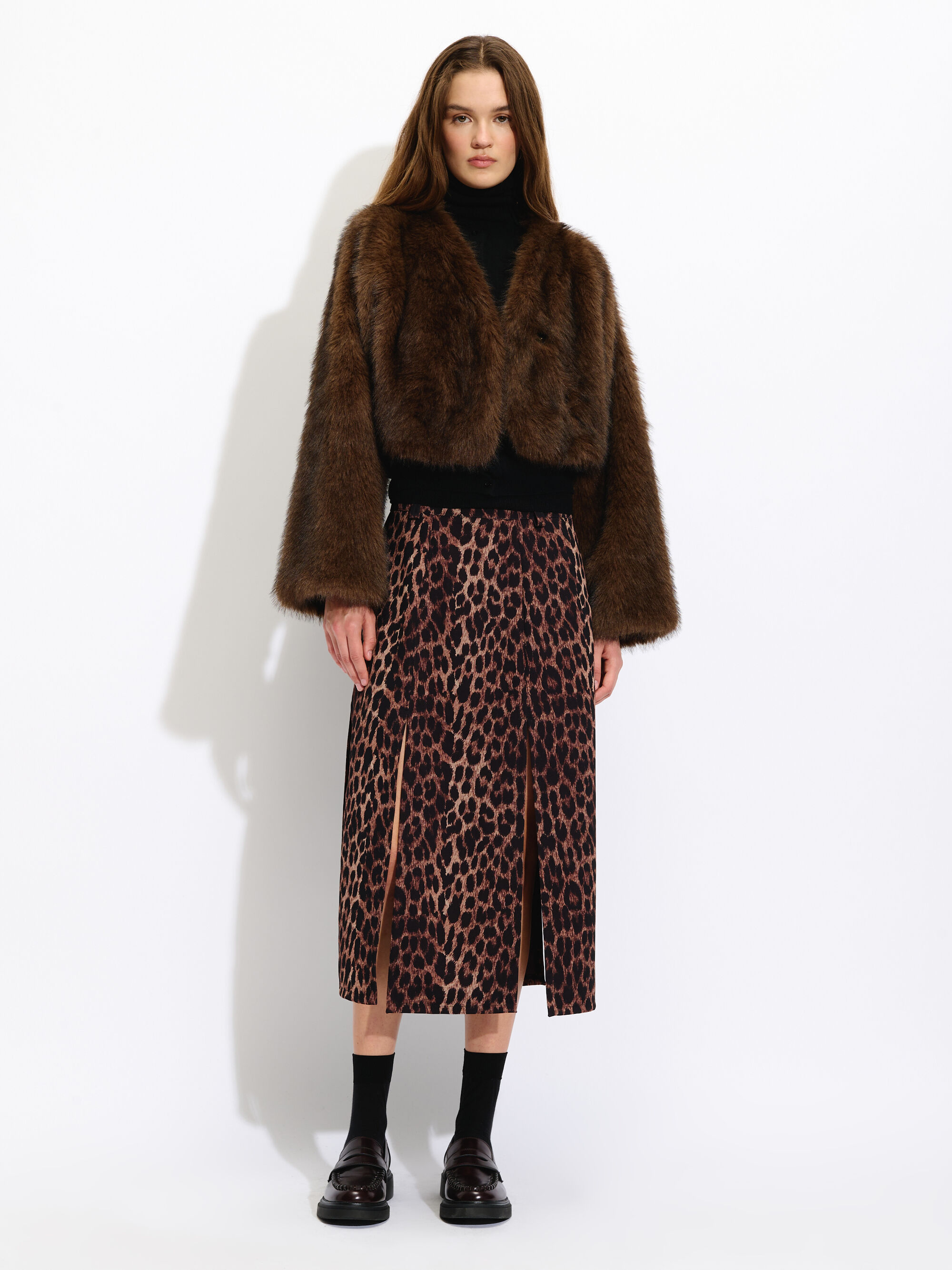 Cropped Faux Fur Coat